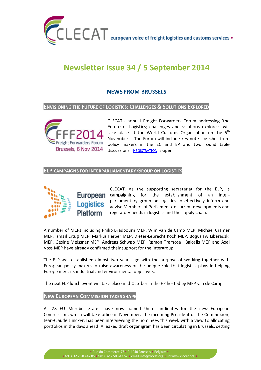 Newsletter Issue 34 / 5 September 2014