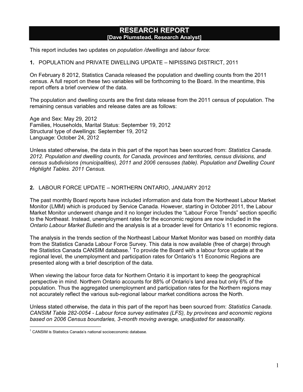 Northeast Ontario Labour Market Monitor