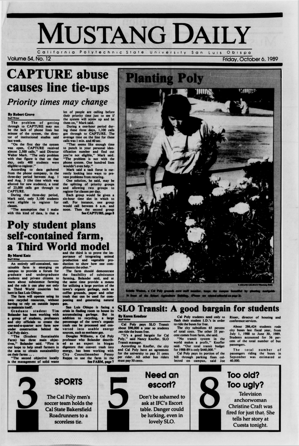 Mustang Daily, October 6, 1989