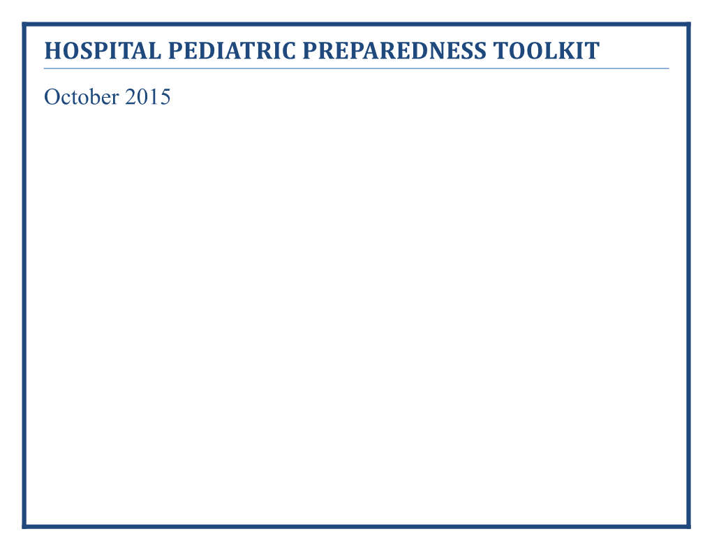 Hospital Pediatric Preparedness Toolkit s1