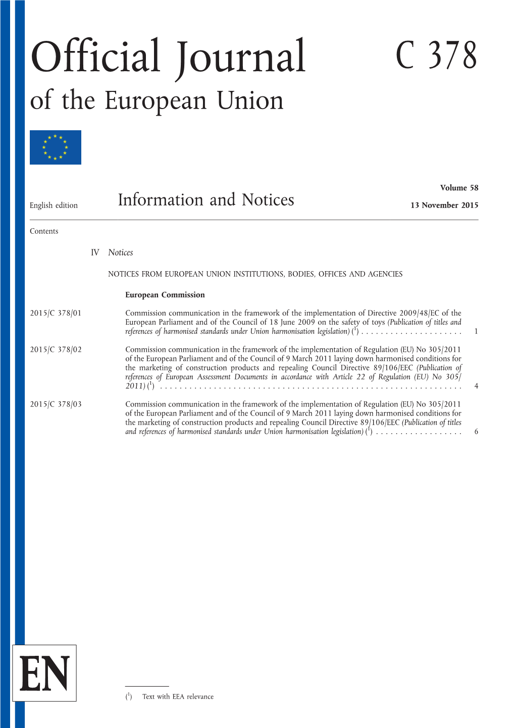 Official Journal of the European Union C 378/1