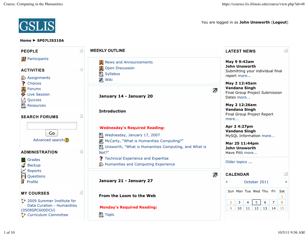 Course: Computing in the Humanities