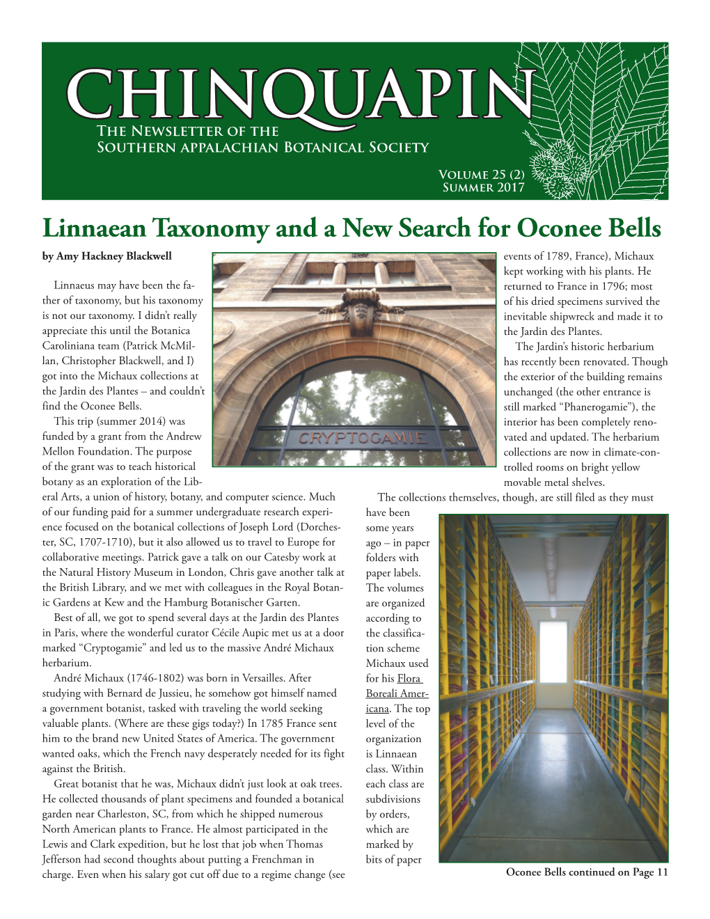 CHINQUAPIN the Newsletter of the Southern Appalachian Botanical Society