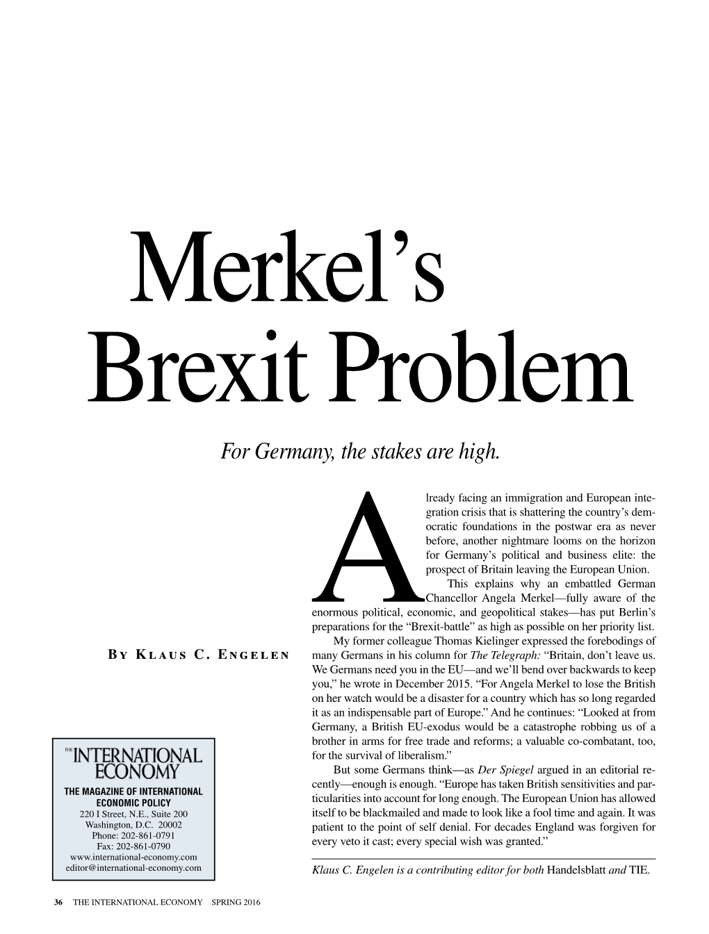 Merkel's Brexit Problem