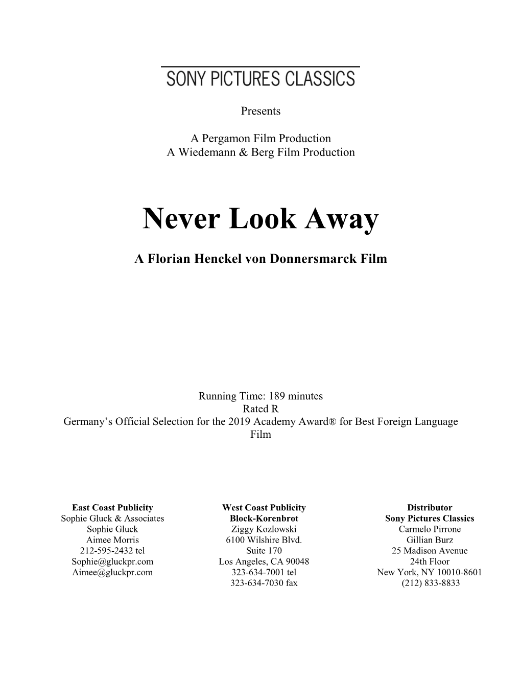 Never Look Away a Florian Henckel Von Donnersmarck Film