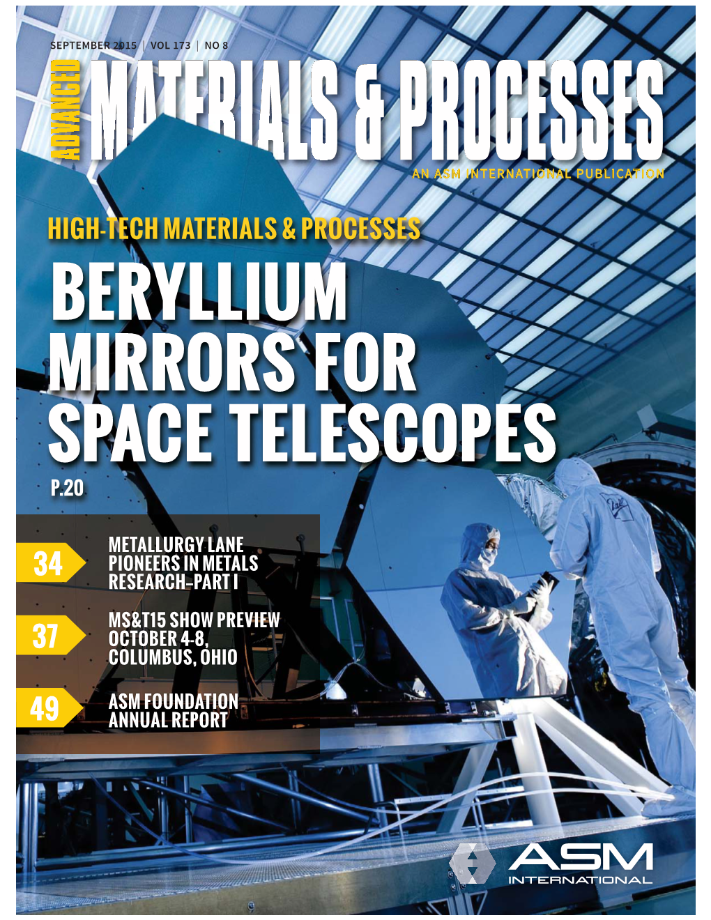 ASM Sep 2015 Beryllium Mirrors for Space Telescopes