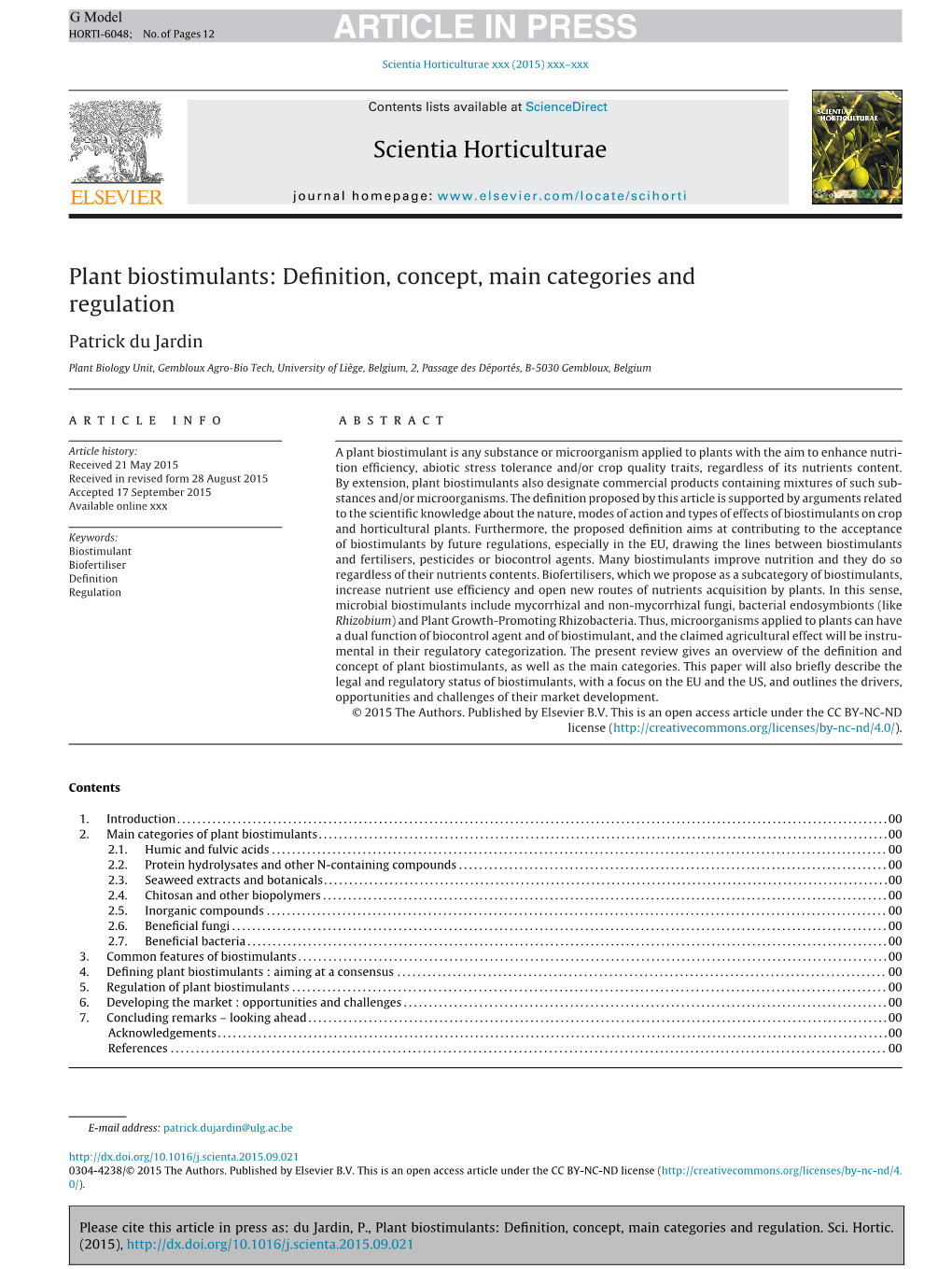 Plant Biostimulants: Definition, Concept, Main Categories and Regulation