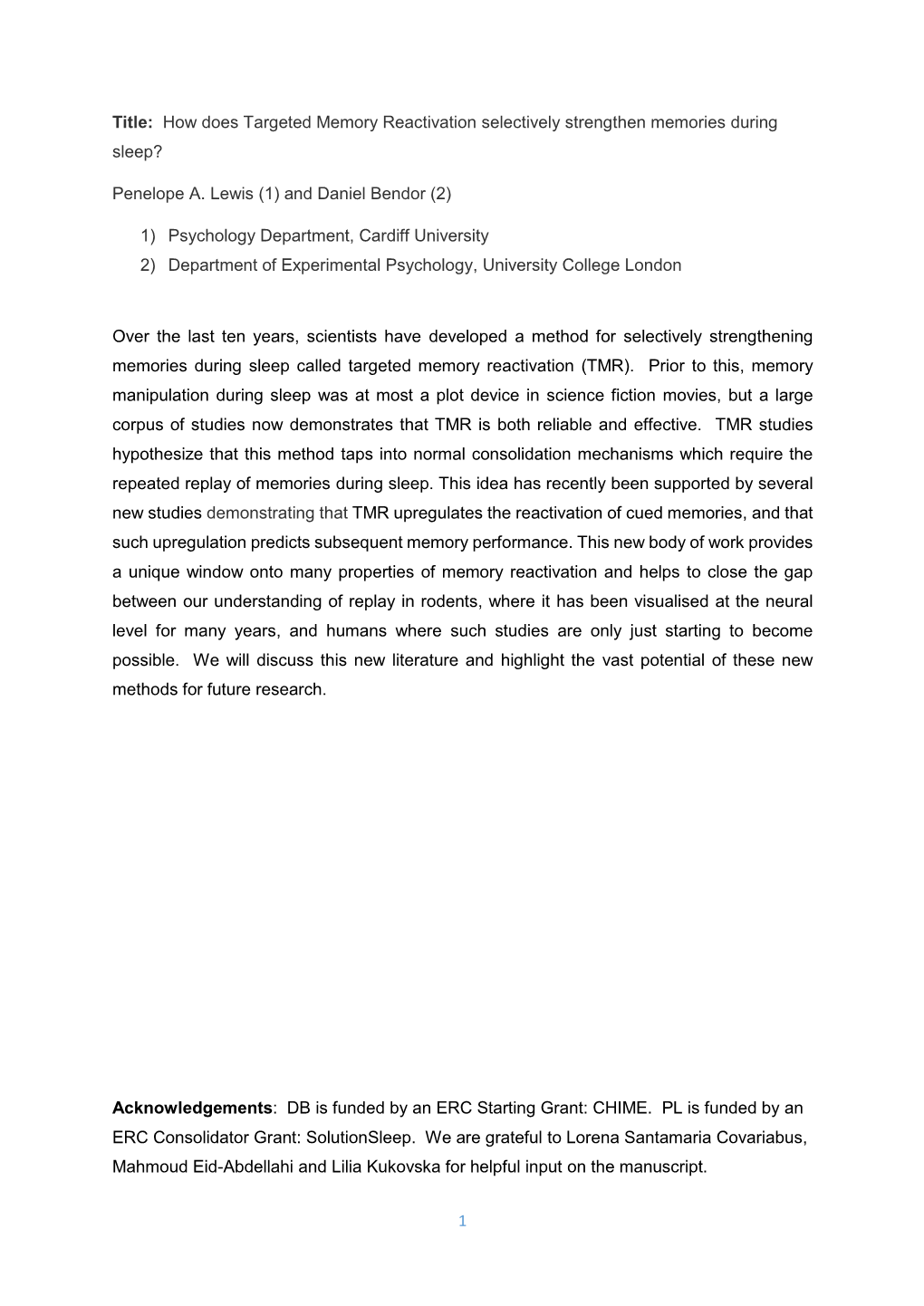 How Does Targeted Memory Reactivation Selectively Strengthen Memories During Sleep?