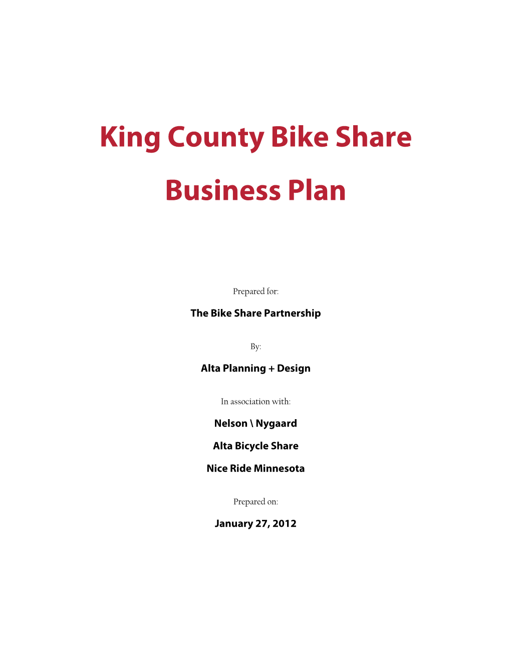 King County Bike Share Business Plan