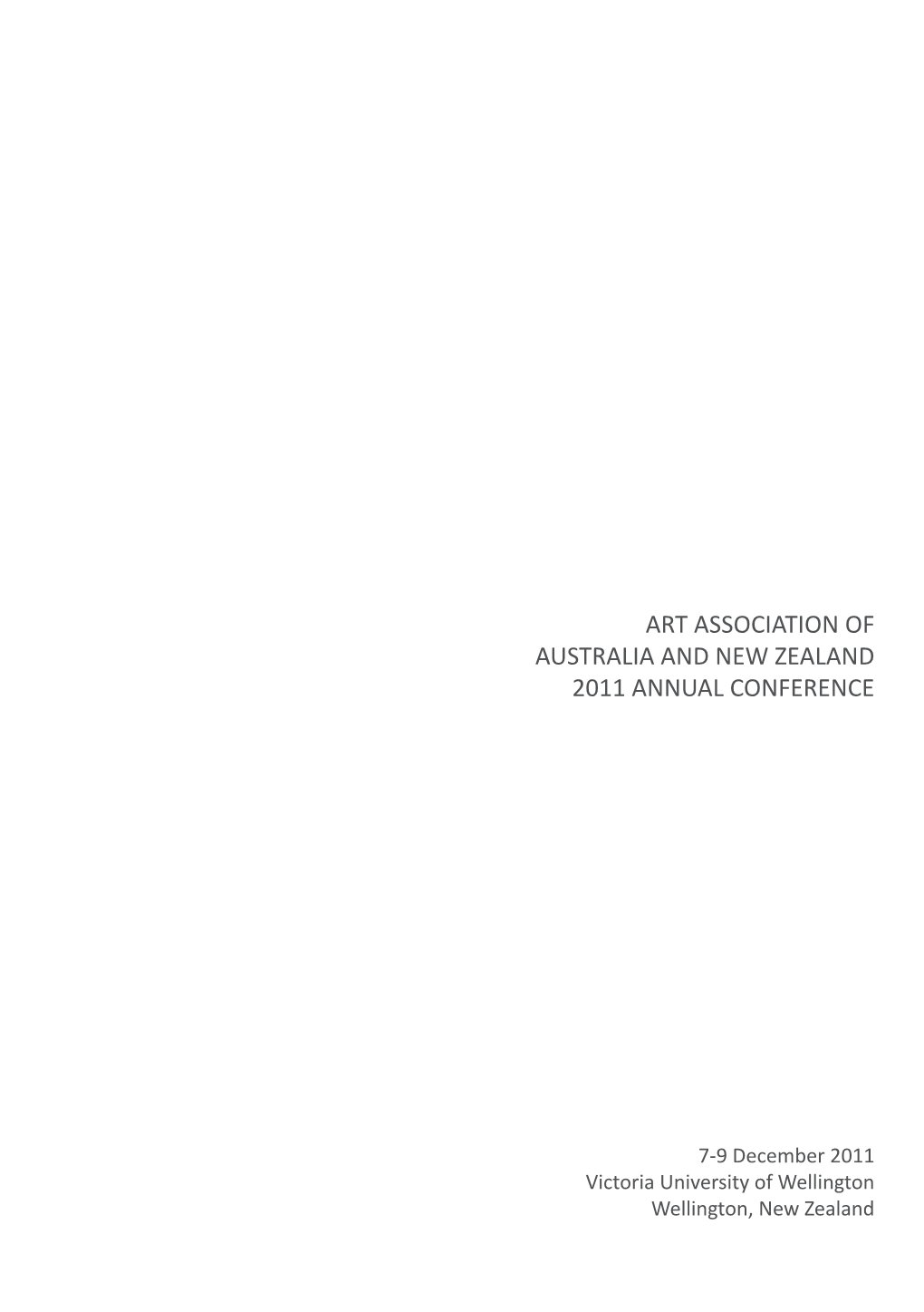 Art Association of Australia and New Zealand 2011 Annual Conference