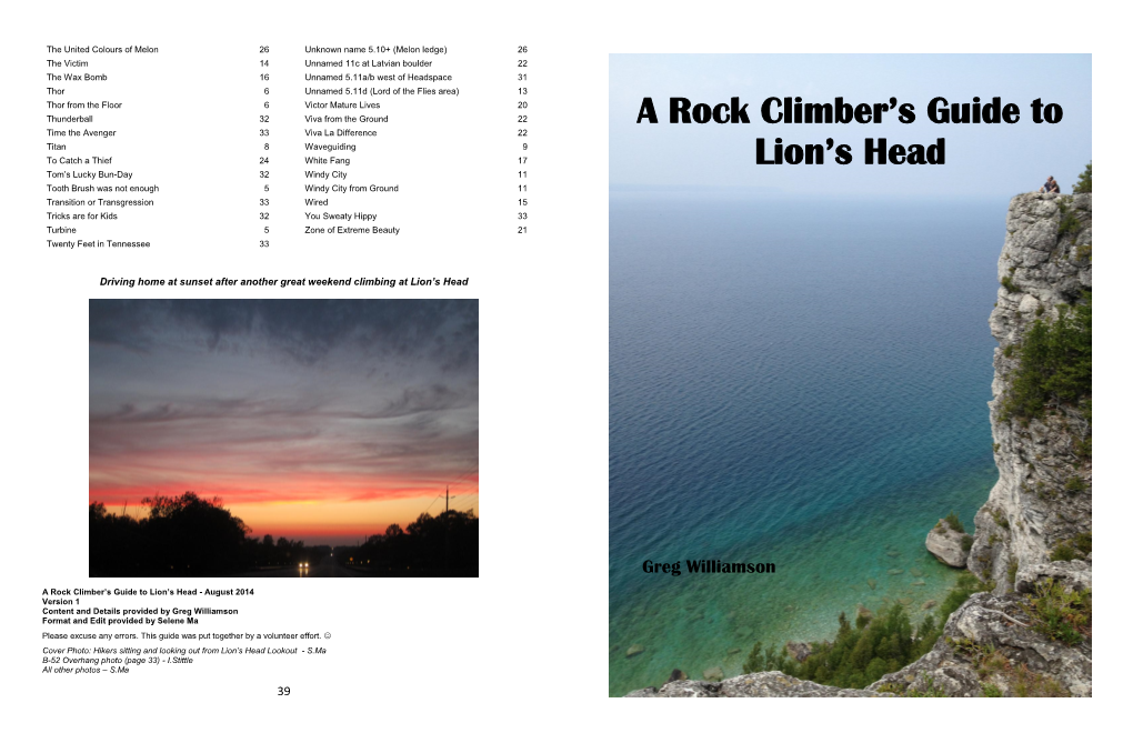 A Rock Climber's Guide to Lion's Head