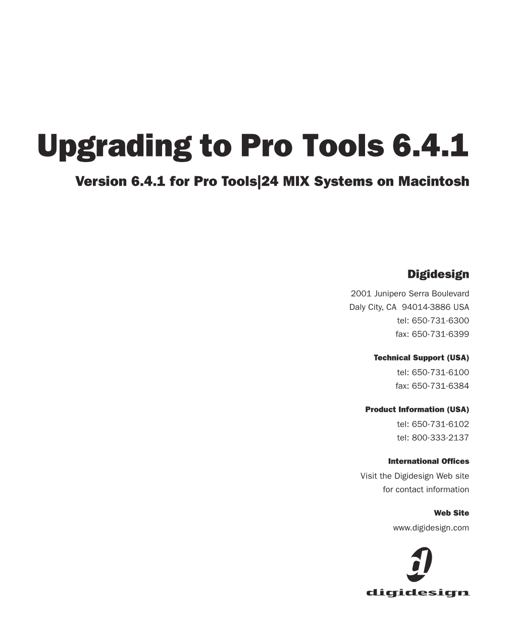 Upgrading to Pro Tools TDM 6.4.1 Mac OS X