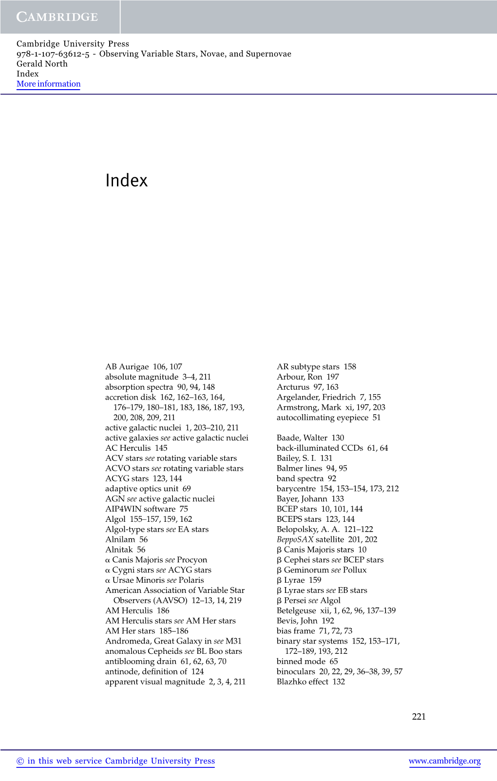 AB Aurigae 106, 107 Absolute Magnitude 3–4, 211 Absorption