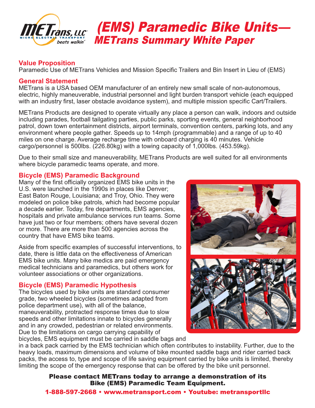 (EMS) Paramedic Bike Units— Metrans Summary White Paper