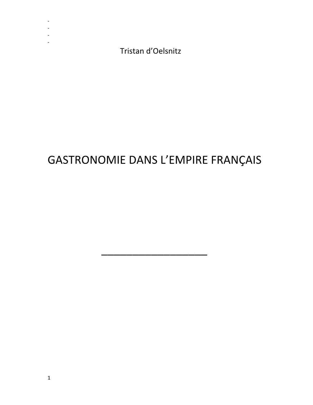 Gastronomie Dans L'empire Français