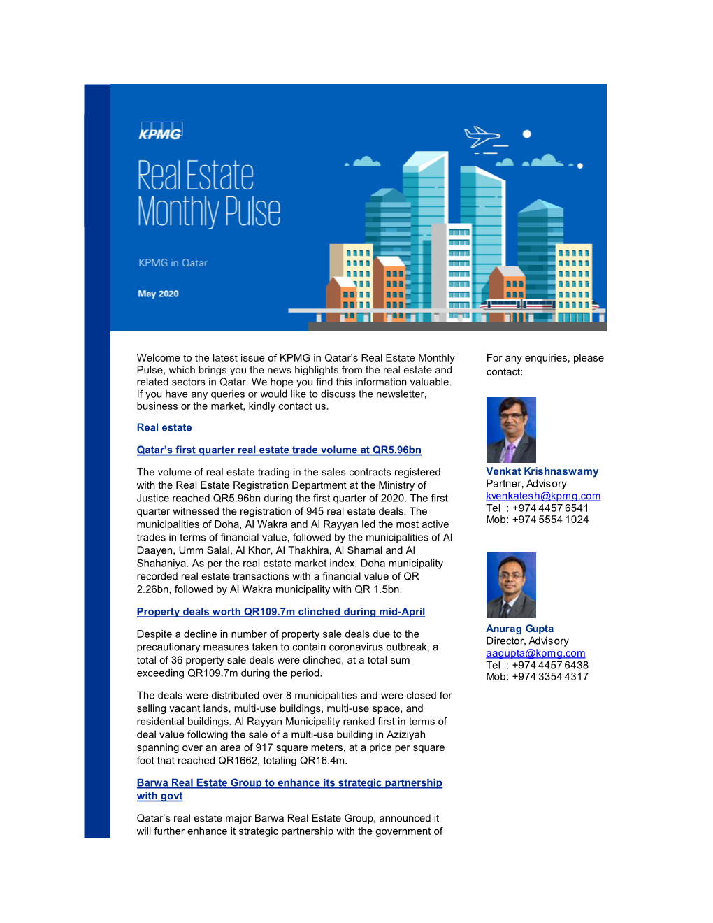 The Latest Issue of KPMG in Qatar's Real Estate Monthly