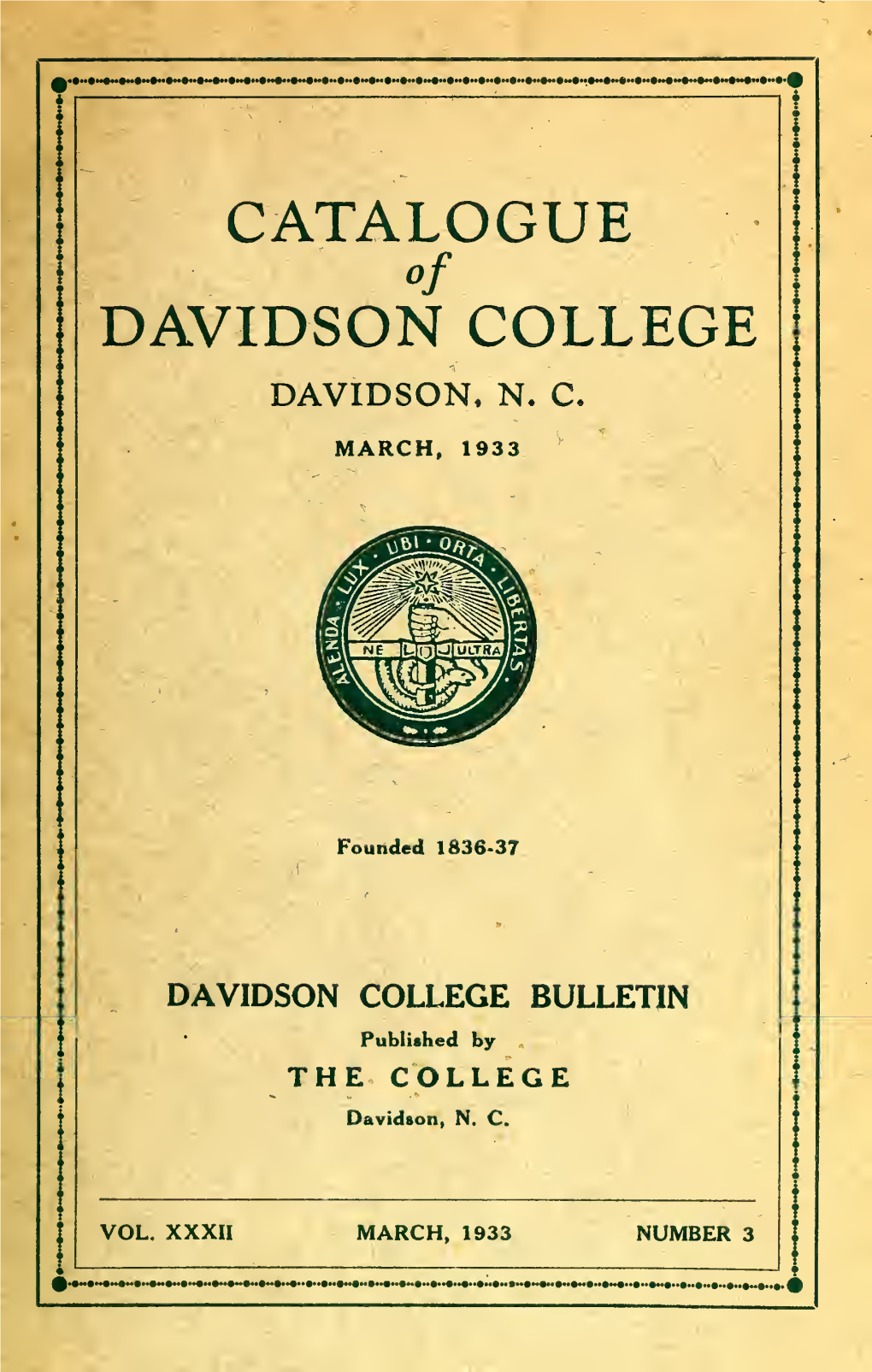 Davidson College Catalog