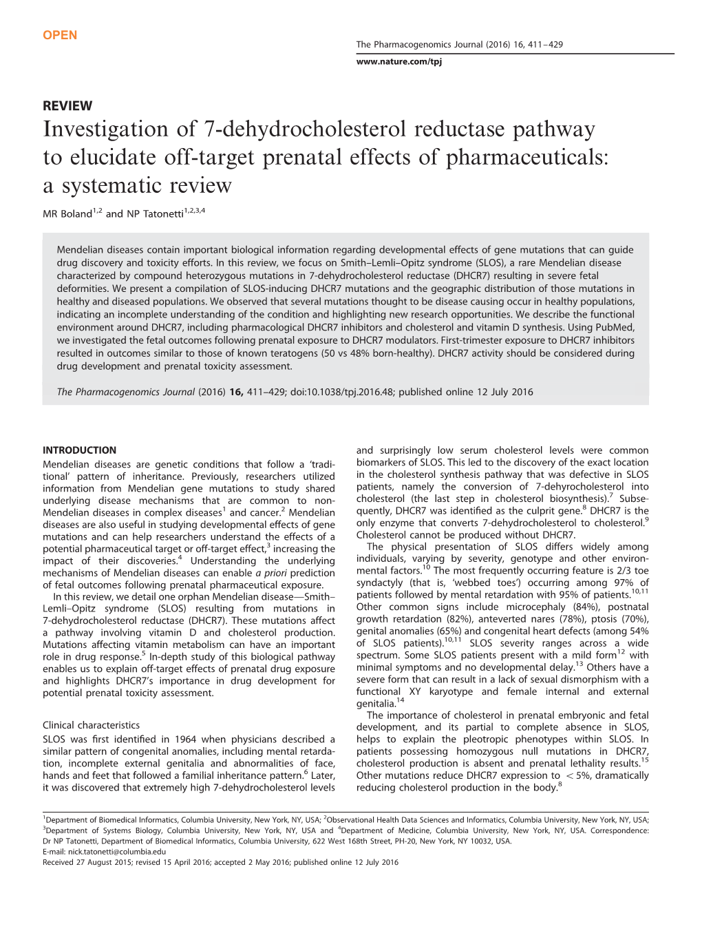 Investigation of 7-Dehydrocholesterol Reductase Pathway to Elucidate Off-Target Prenatal Effects of Pharmaceuticals: a Systematic Review