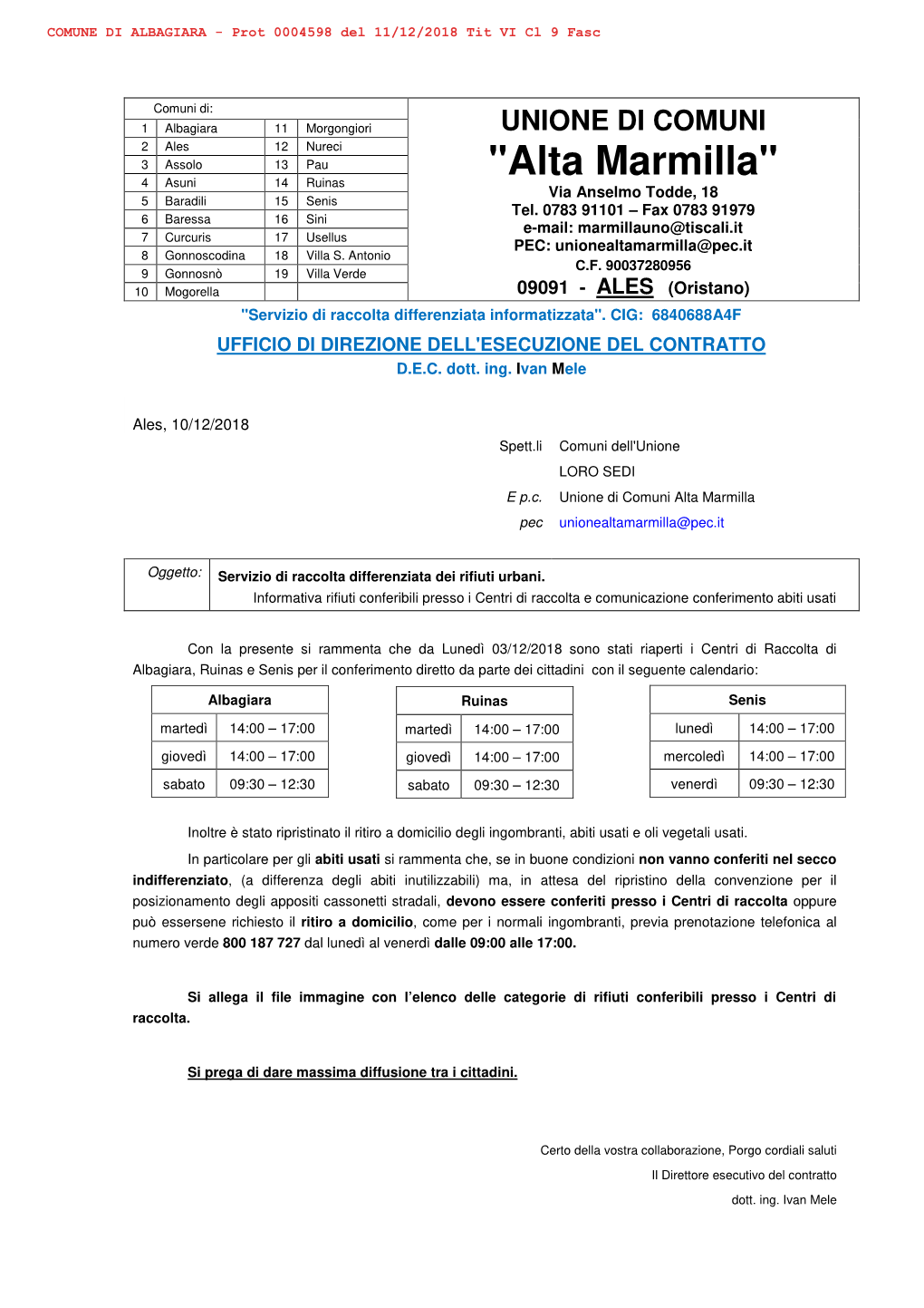 Informativa Rifiuti Conferibili Presso I Centri Di Raccolta E Comunicazione Conferimento Abiti Usati