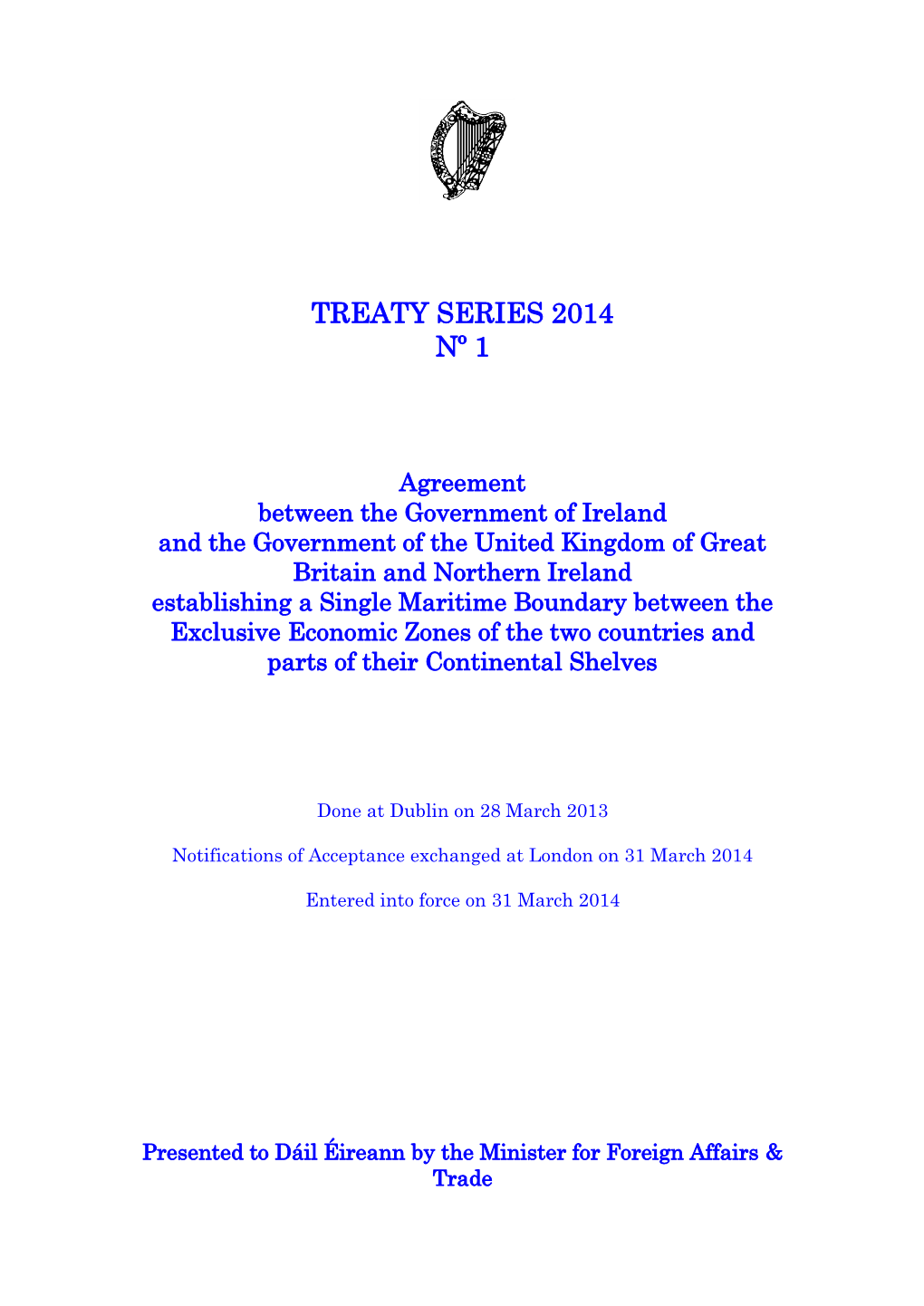 Treaty Series 2014 Nº 1