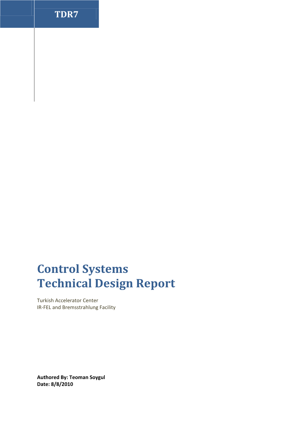 Control Systems Technical Design Report