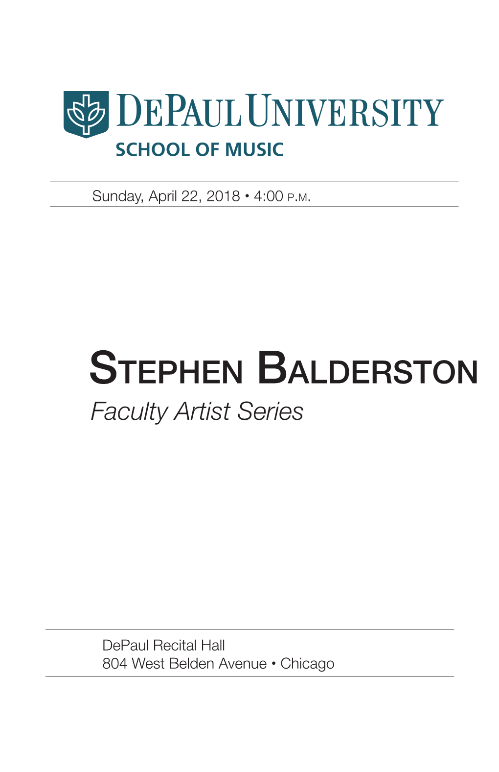 Stephen Balderston Faculty Artist Series