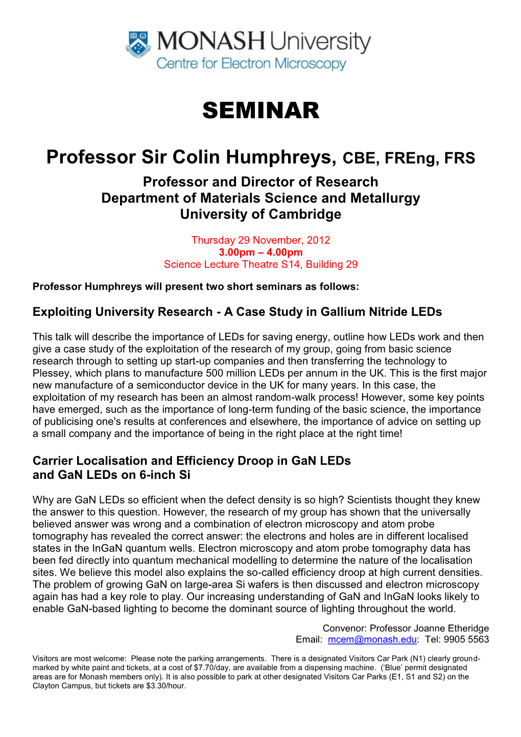 Professor Sir Colin Humphreys, CBE, Freng, FRS