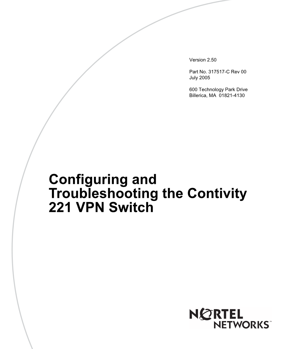 Configuring and Troubleshooting the Contivity 221 VPN Switch 2