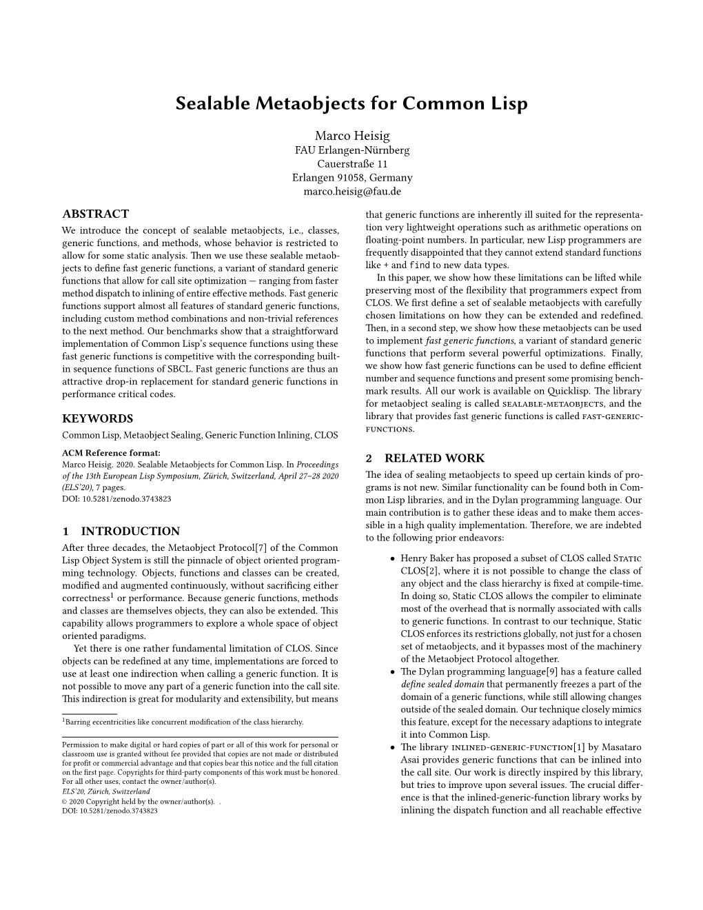 Sealable Metaobjects for Common Lisp