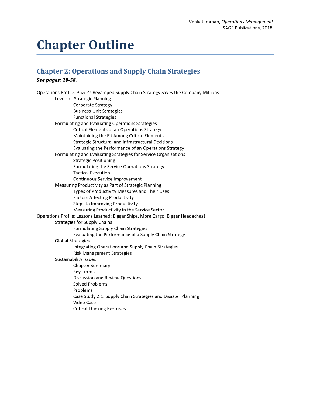 Chapter 2: Operations and Supply Chain Strategies