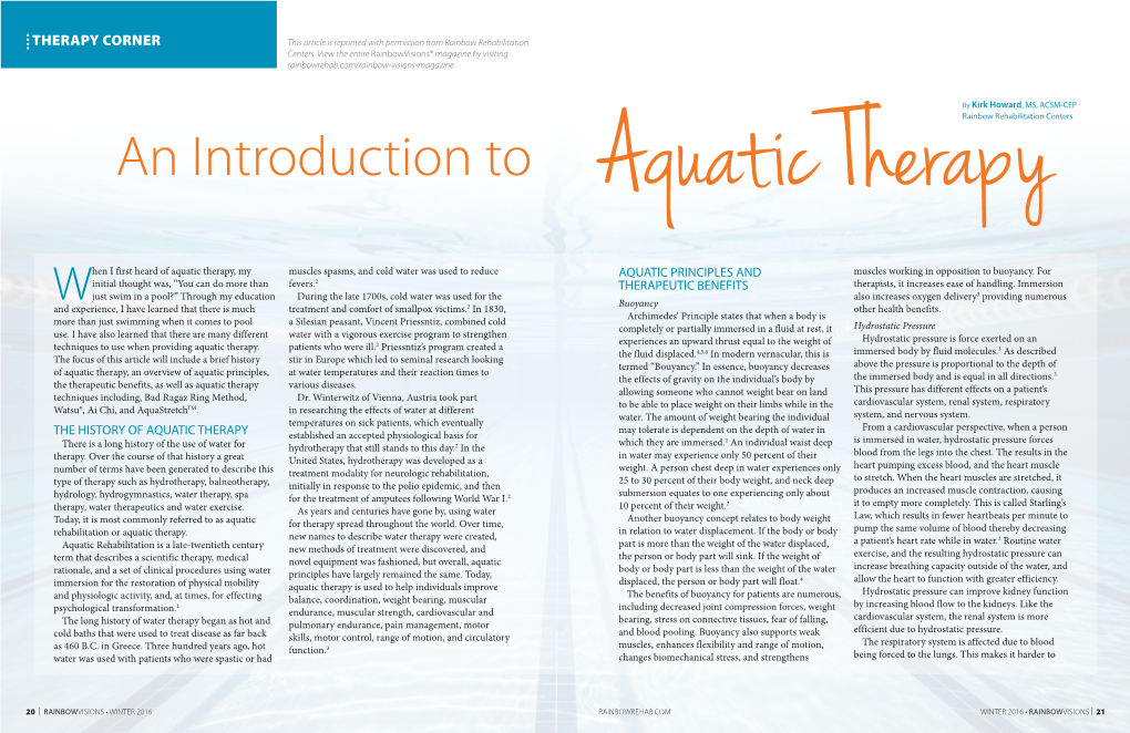 An Introduction to Aquatic Therapy