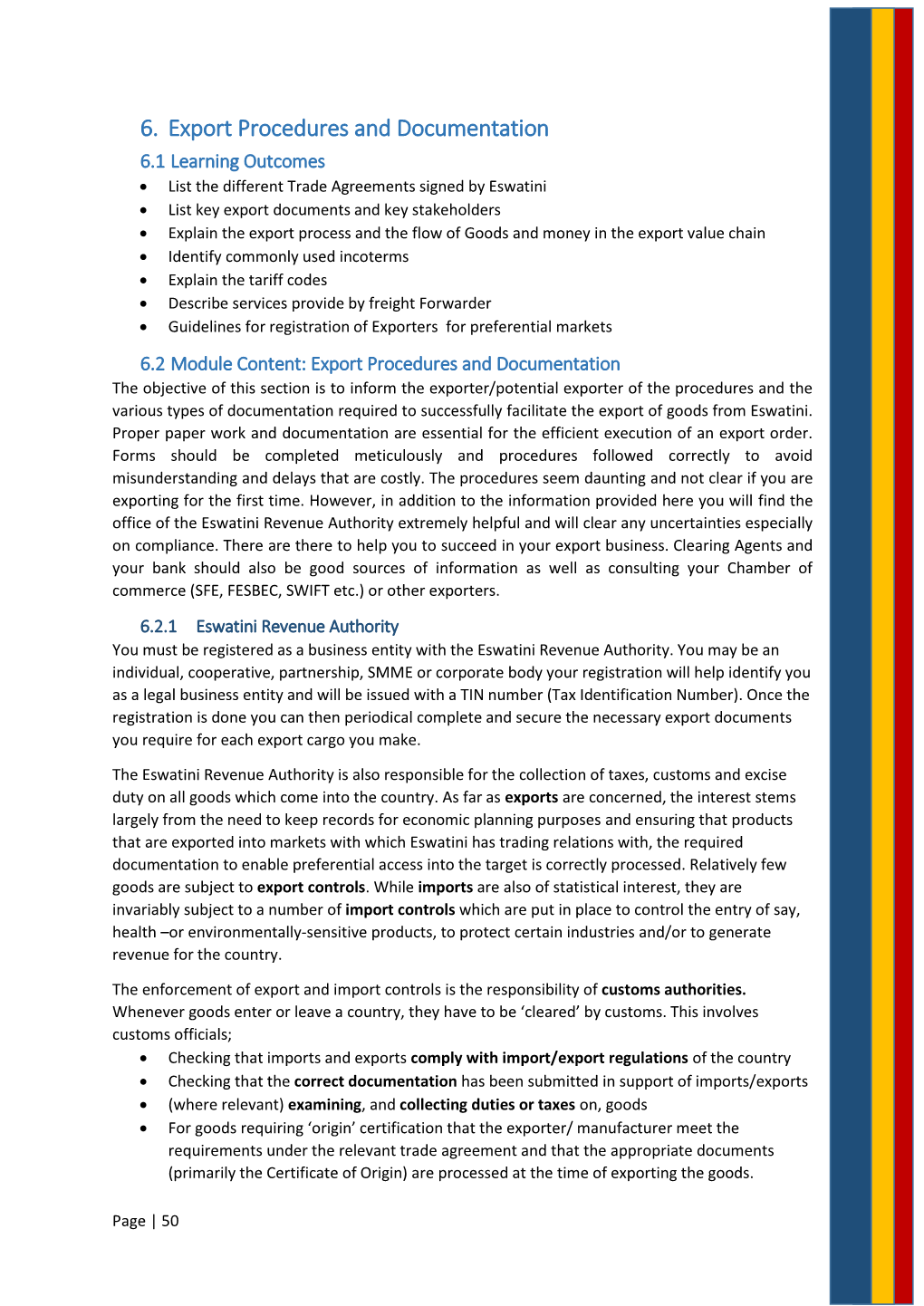 6. Export Procedures and Documentation