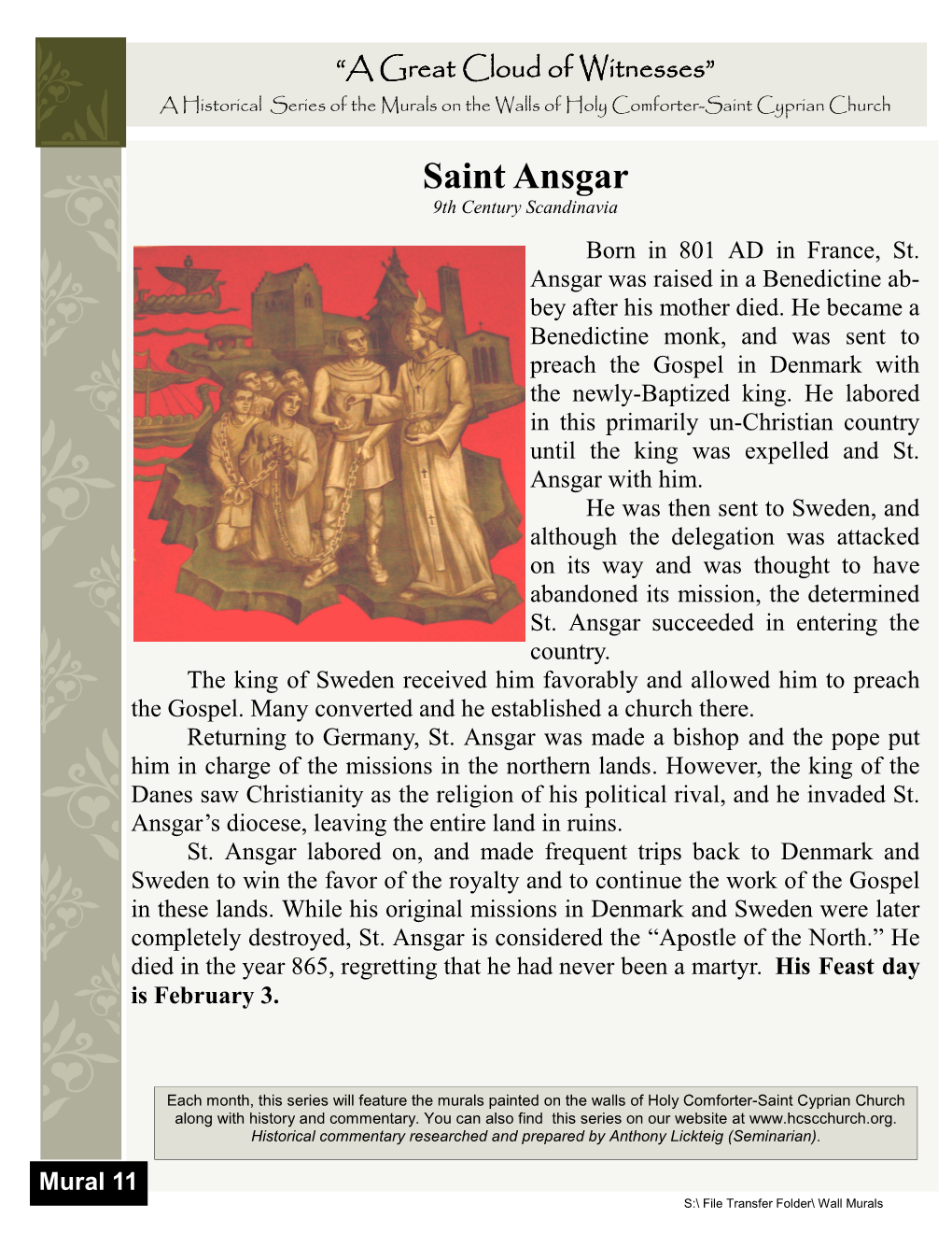 Saint Ansgar 9Th Century Scandinavia