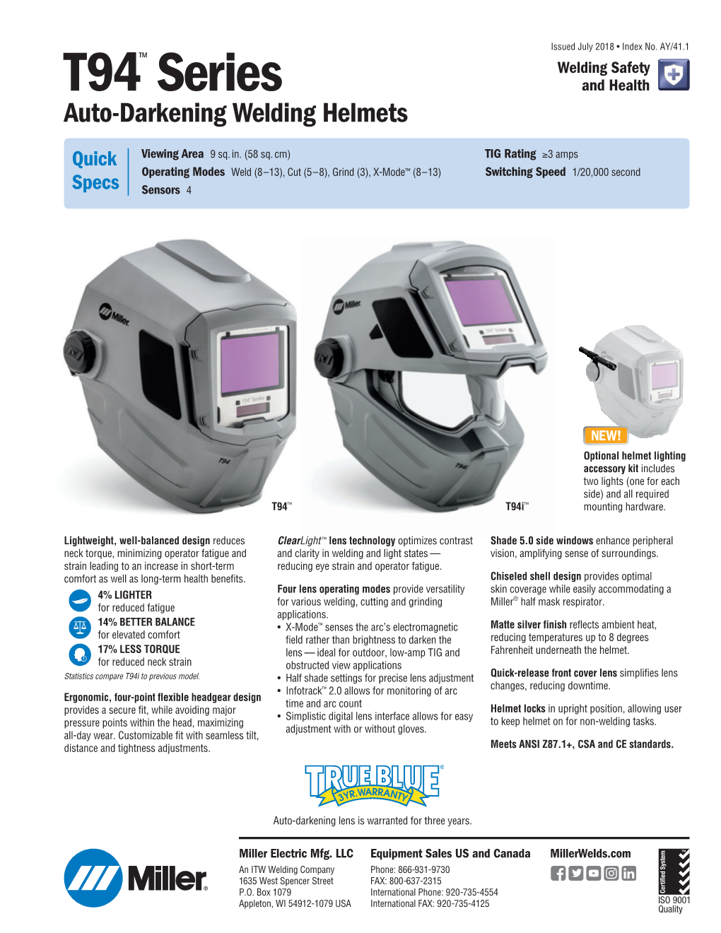 T94 Series and Health Auto-Darkening Welding Helmets