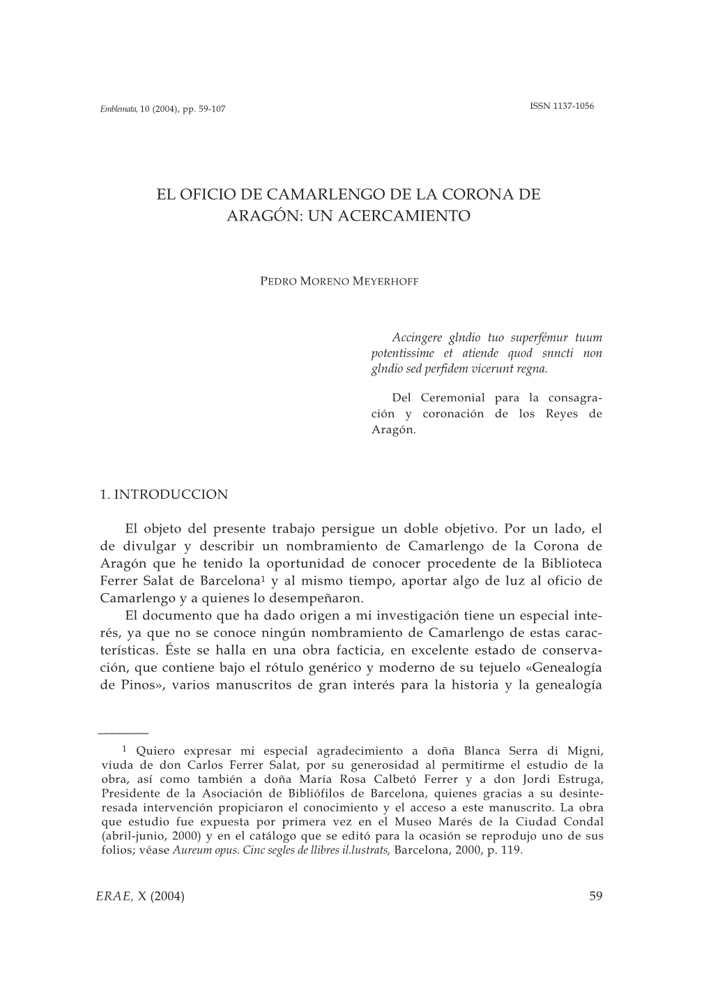 3. El Oficio De Camarlengo De La Corona De Aragón: Un Acercamiento, Por Pedro Moreno Meyerhoff