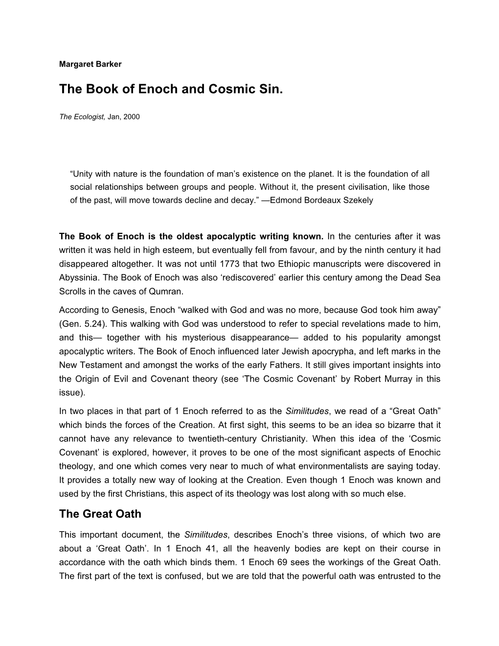 The Book of Enoch and Cosmic Sin