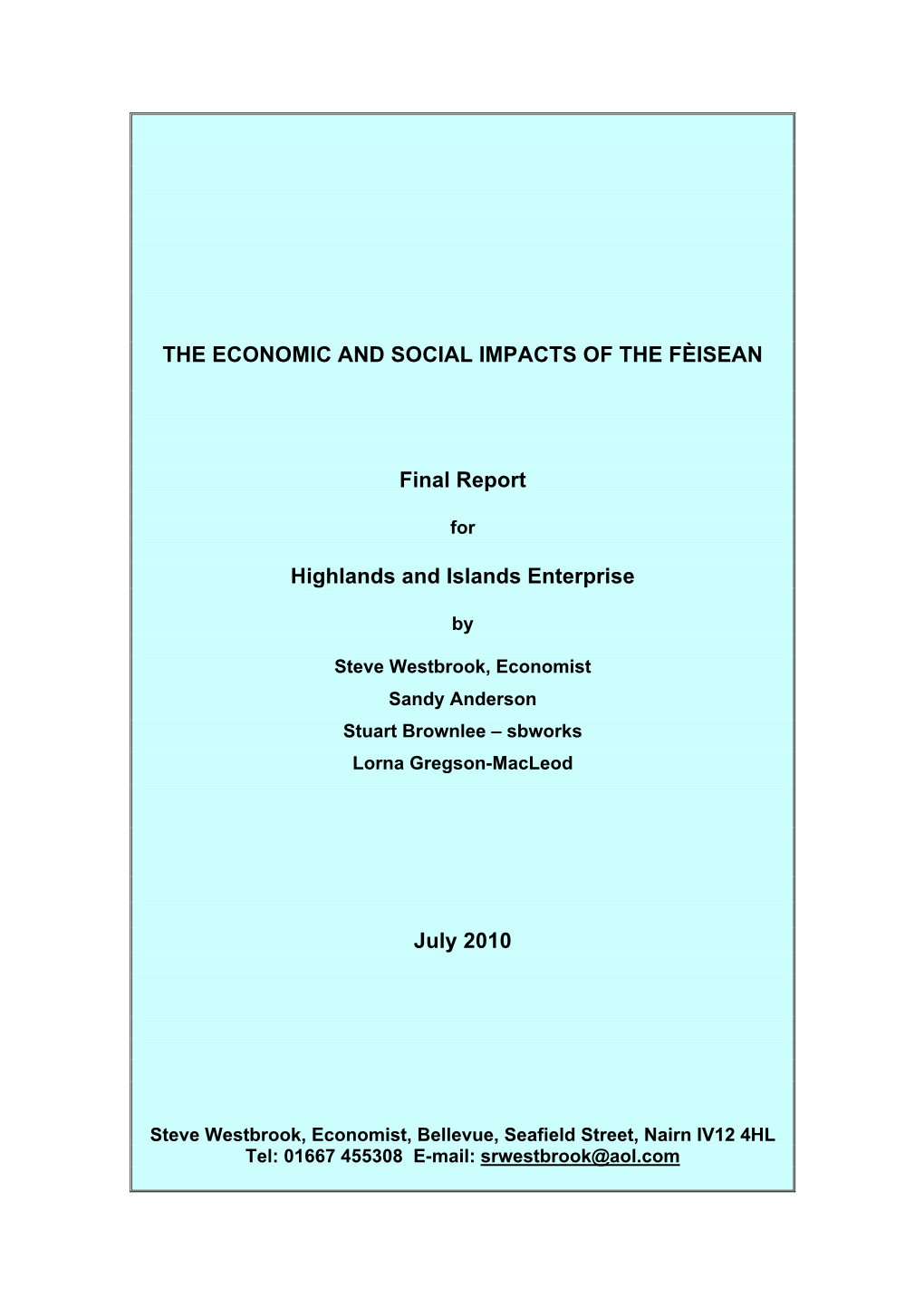 HIE Economic Impact of the Fèisean 2010