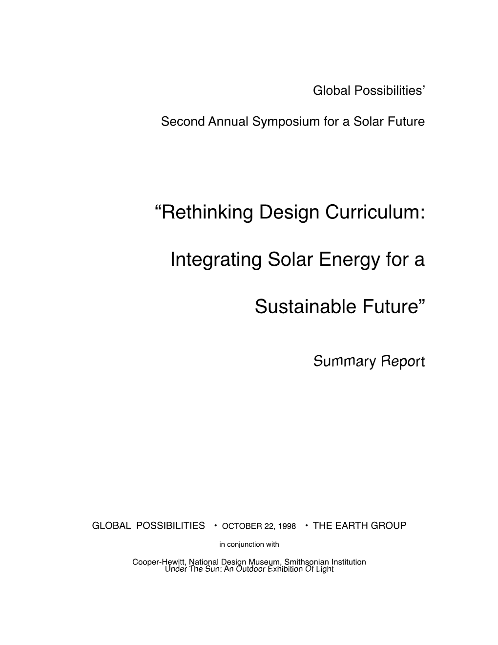 “Rethinking Design Curriculum: Integrating Solar Energy for A