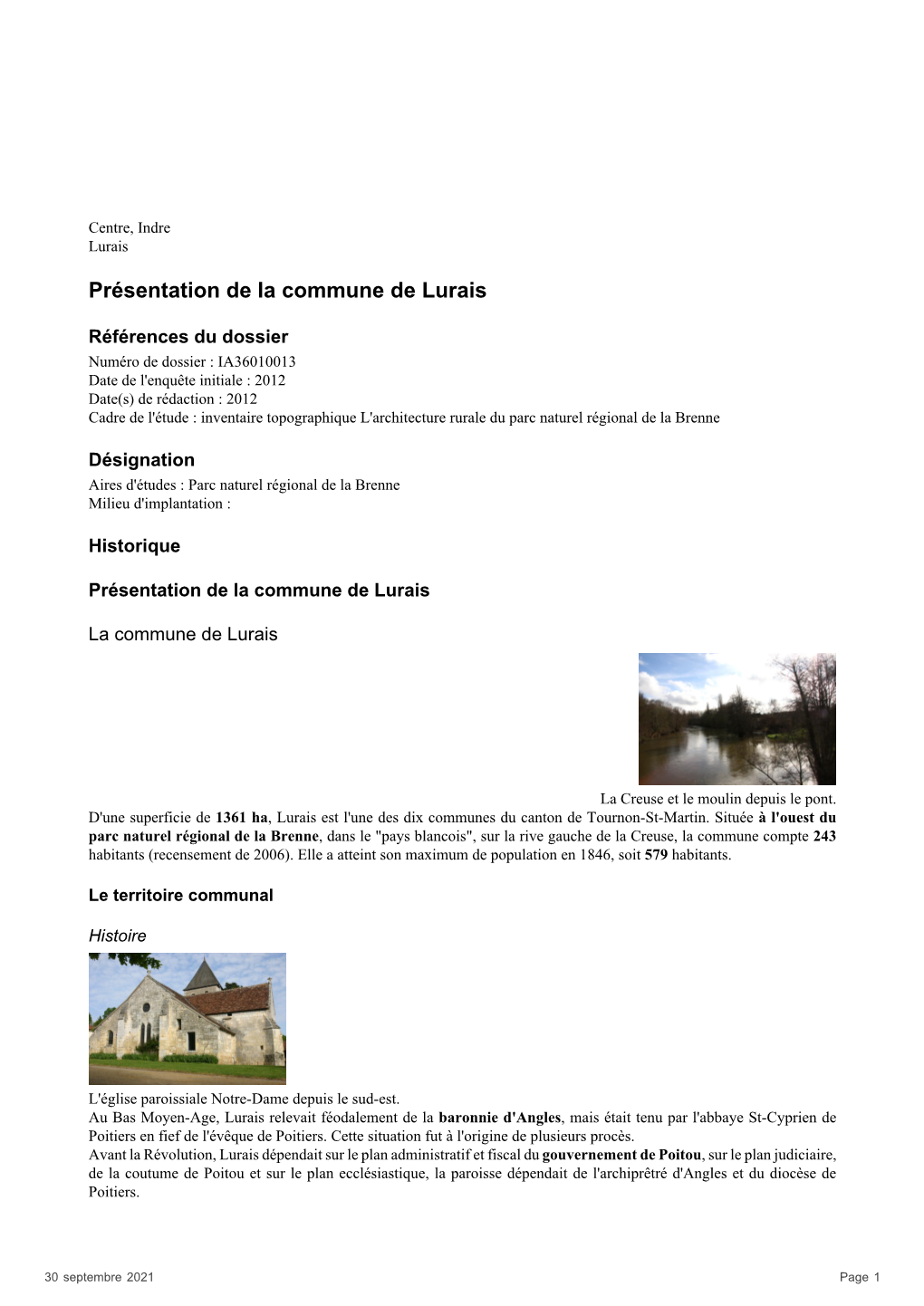 Présentation De La Commune De Lurais