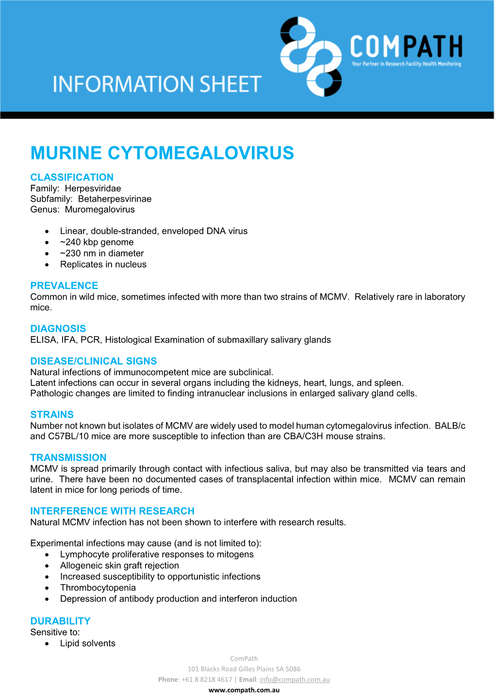 Murine Cytomegalovirus (MCMV)