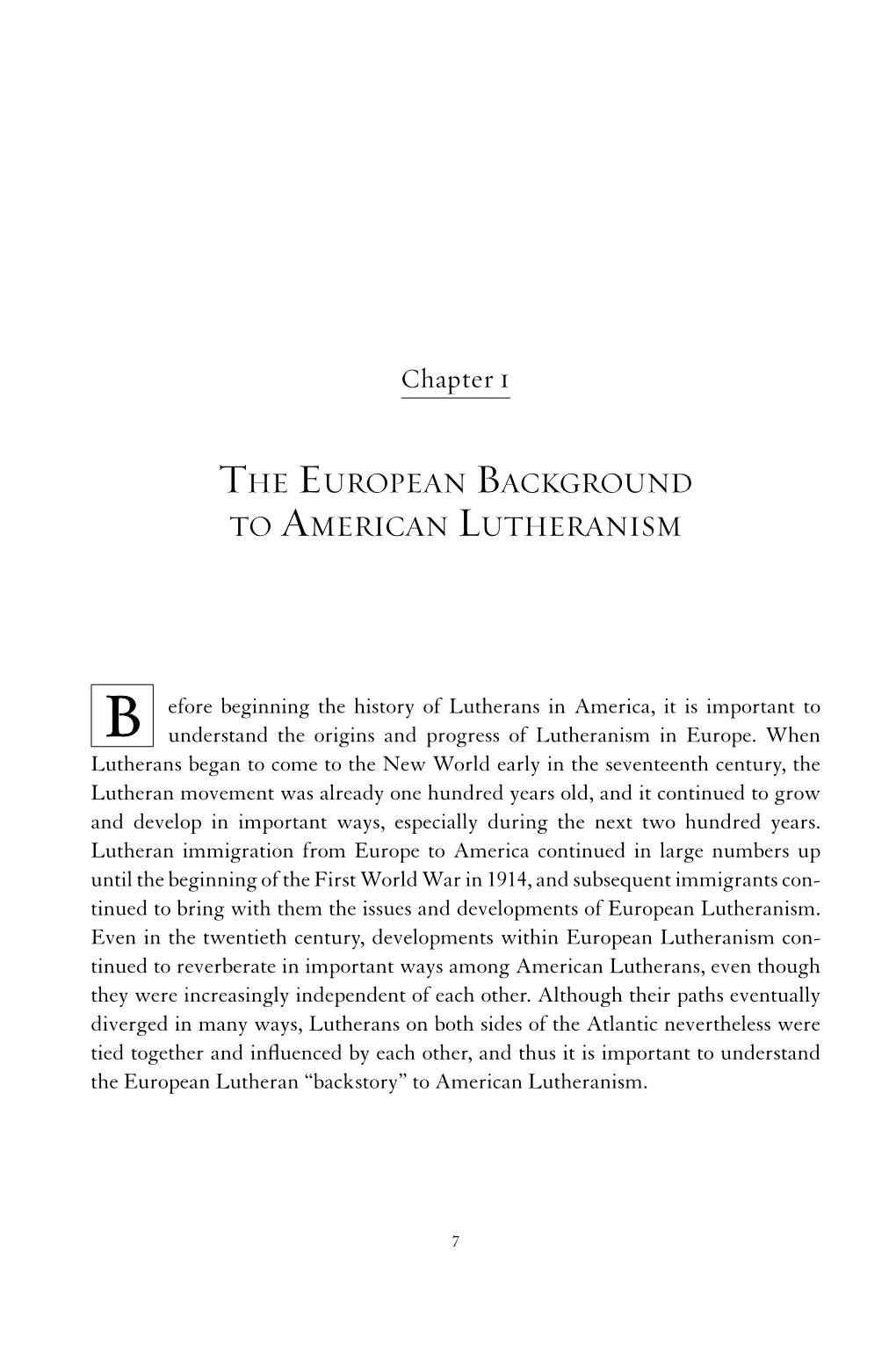 The European Background to American Lutheranism