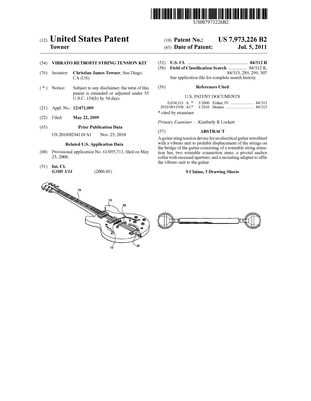 (12) United States Patent (10) Patent No.: US 7,973,226 B2 Towner (45) Date of Patent: Jul