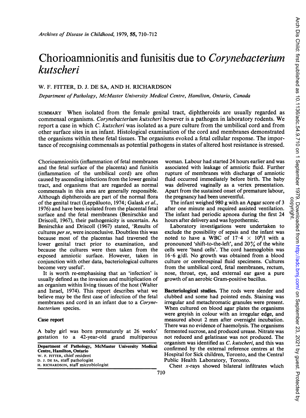 Chorioamnionitis and Funisitis Due to Corynebacterium Kutscheri