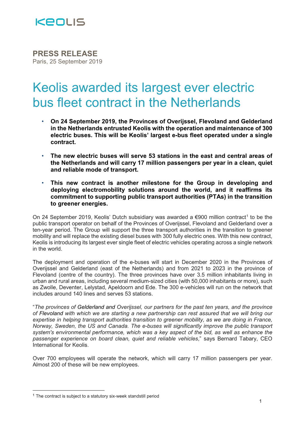 Keolis Awarded Its Largest Ever Electric Bus Fleet Contract in the Netherlands