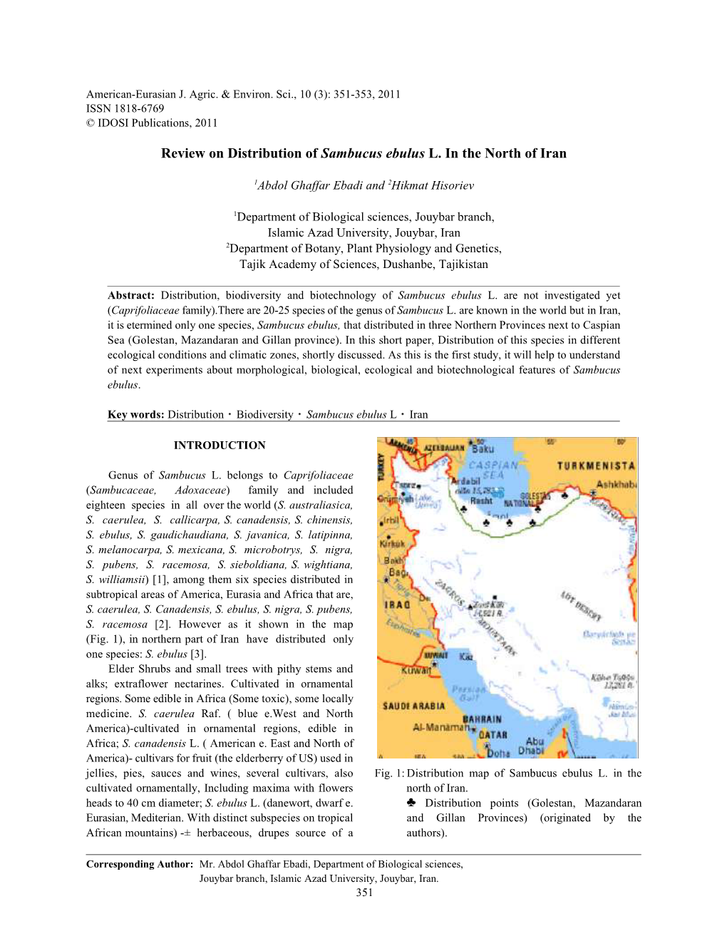 Review on Distribution of Sambucus Ebulus L. in the North of Iran