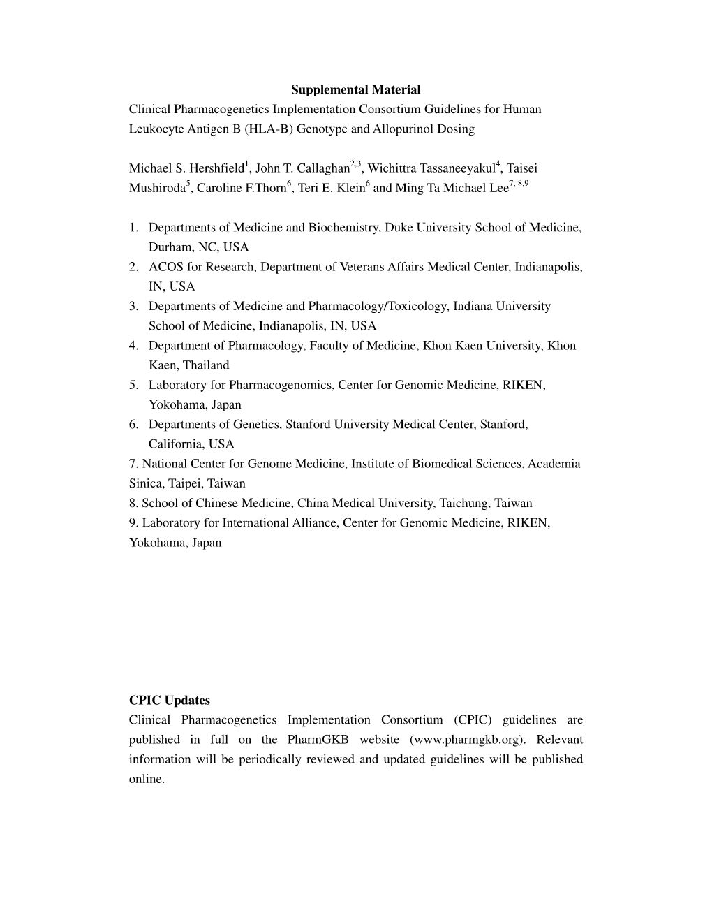 HLA-B) Genotype and Allopurinol Dosing