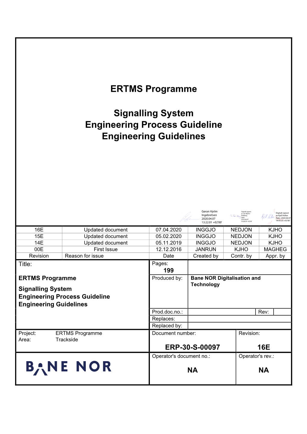 ERTMS Programme Signalling System Engineering Process
