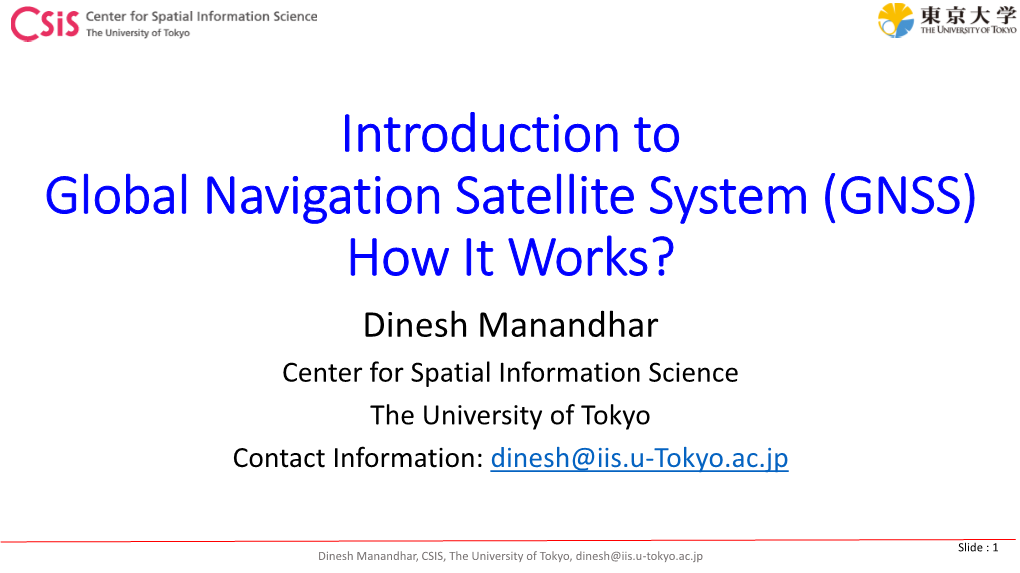 Introduction to Global Navigation Satellite System (GNSS)