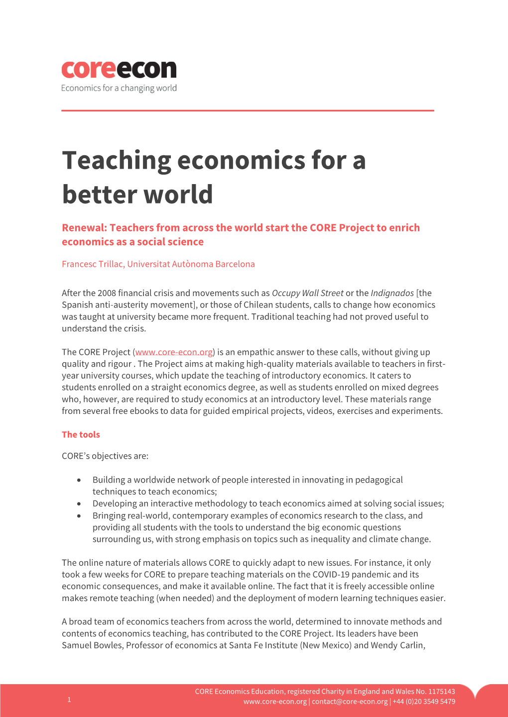 Teaching Economics for a Better World