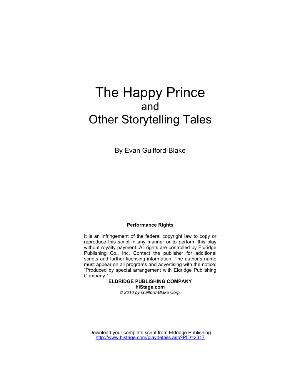 The Happy Prince and Other Storytelling Tales